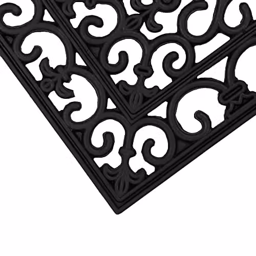 JVL Lexi Wrought Iron Effect Rubber Step Mat, Set of 2, Black, W: 75 cm, D: 25 cm – 7