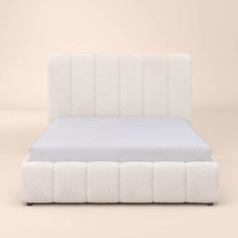 Solace+Co Emilie Ribbed Single Ottoman Bed in Cream Boucle – 5