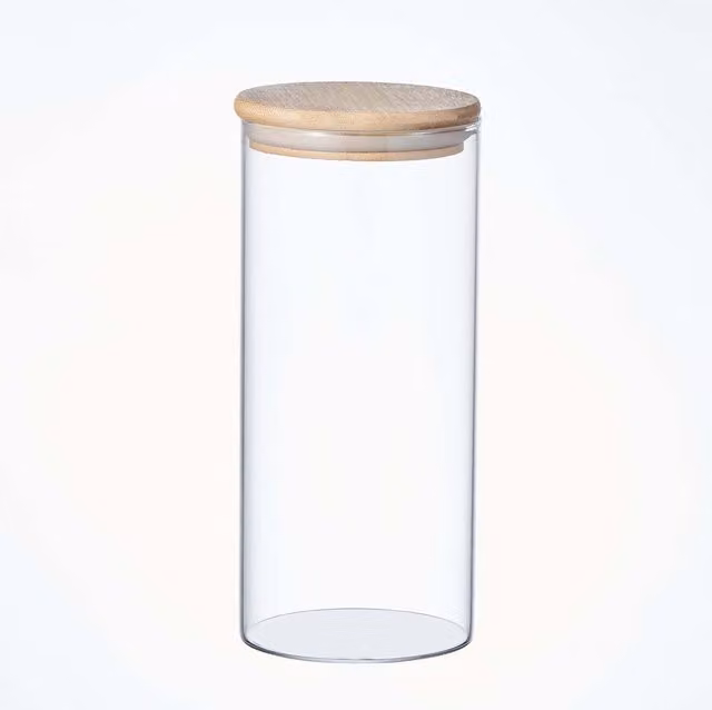 Eden & Willow Airtight Glass Pantry Storage Jar with Bamboo Lid, Transparent, 1.4 l