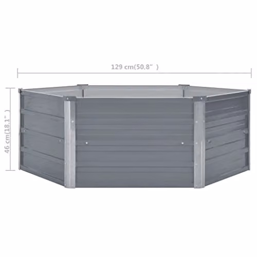 vidaXL Raised Garden Bed in Grey Galvanised Steel, W/D/H: 129 x 129 x 45 cm – 3