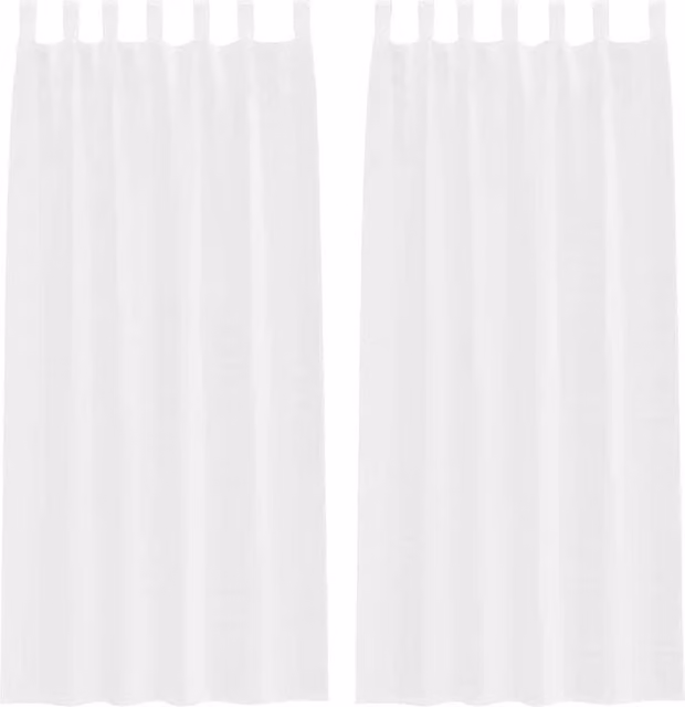 Berkfield Home White Polyester Fabric Panel Curtains, 2 Pack, W: 140 cm, H: 245 cm