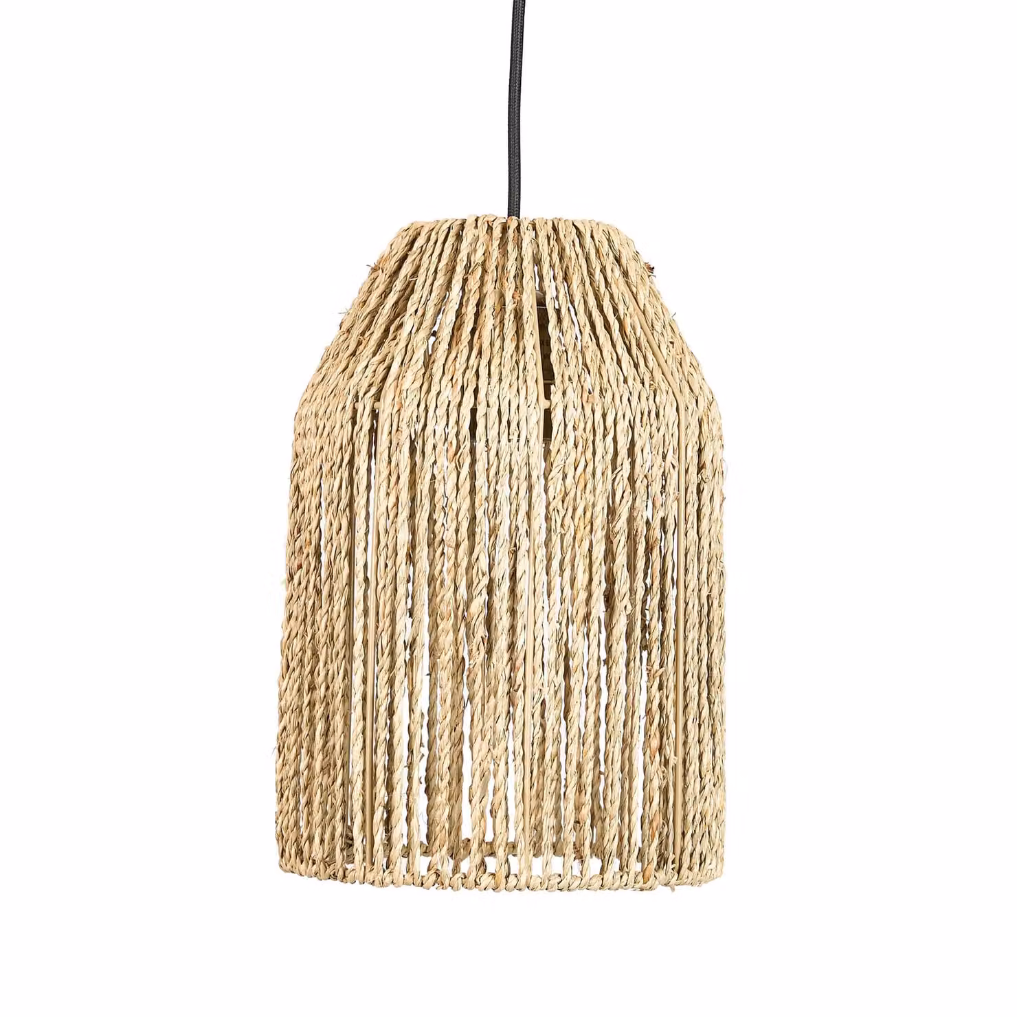 Dibor Boho Seagrass Cylinder Tall Pendant Light Shade in Brown and Beige, H30 x D20 cm – 2