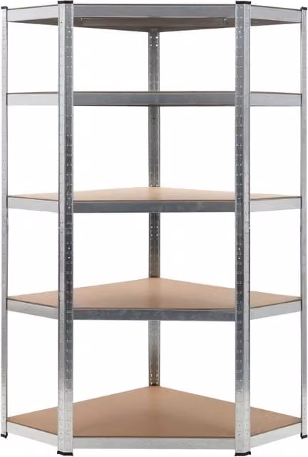 Berkfield Home Silver Storage Shelf with Adjustable Shelves, Steel and MDF, W/D/H: 90 x 90 x 180 cm