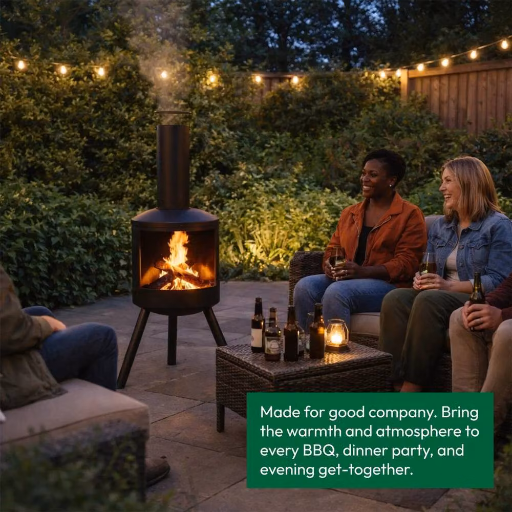 SPETLEK Outdoor Chiminea Wood Burning Heater in Black, H 135.0 x W 55.5 x D 63.5 cm – 3