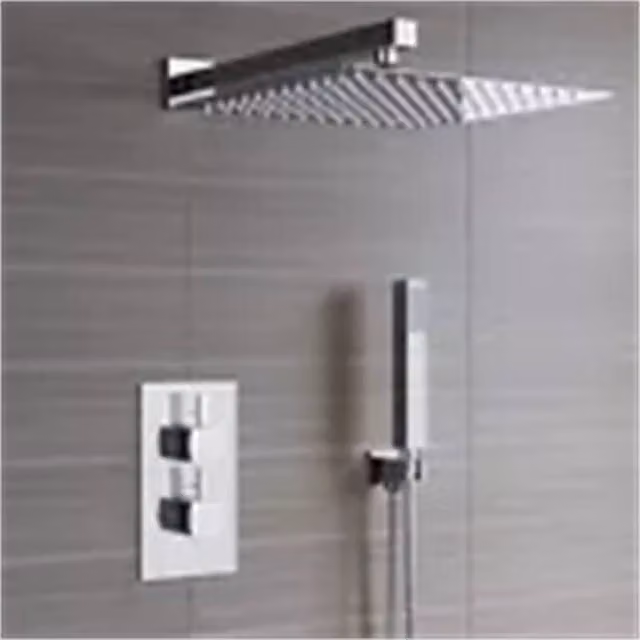 Nordara Concealed Thermostatic Square Shower Mixer in Silver Chrome, W: 1000 mm, H: 400 mm