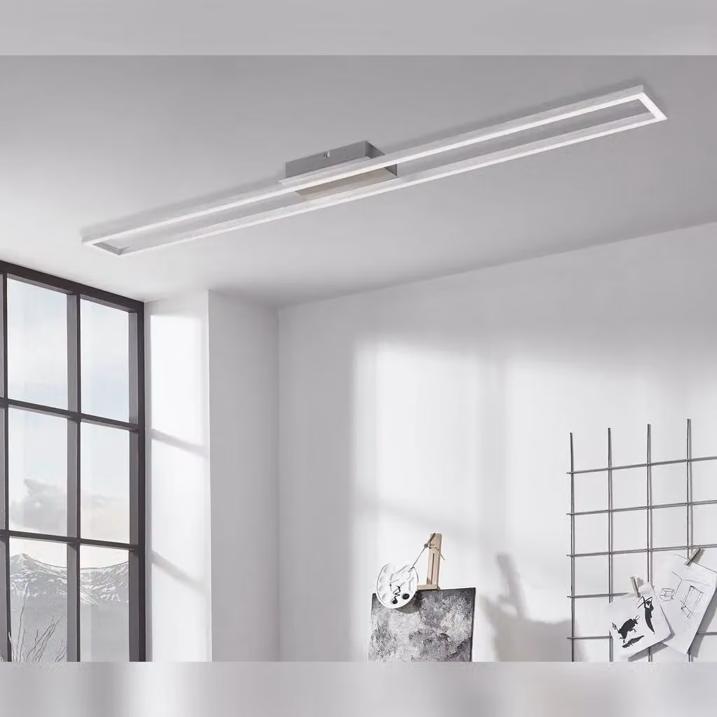 Briloner Modern Rectangular LED Wall and Ceiling Light, 18W, Silver Aluminium, Dimmable Warm White – 3