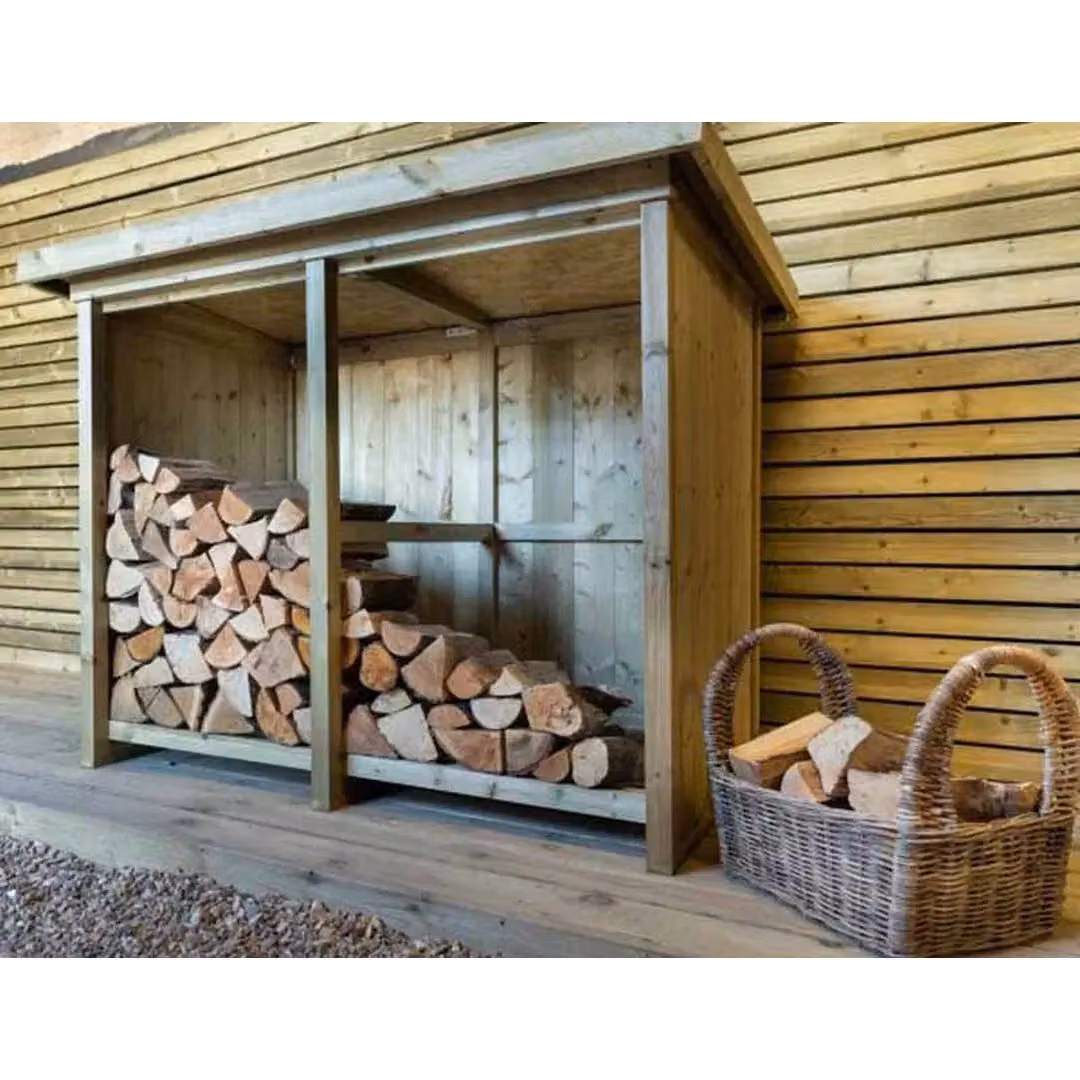 Buttercup Farm Billington Small Timber Log Store in Brown, W: 160.6 cm, D: 96 cm, H: 123 cm – 2