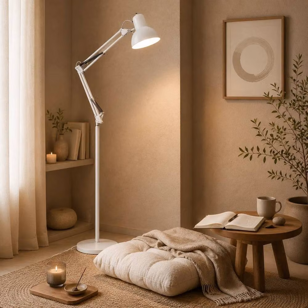 PAWNORA LED Floor Lamp with Adjustable Flexible Swing Arms in White – 2