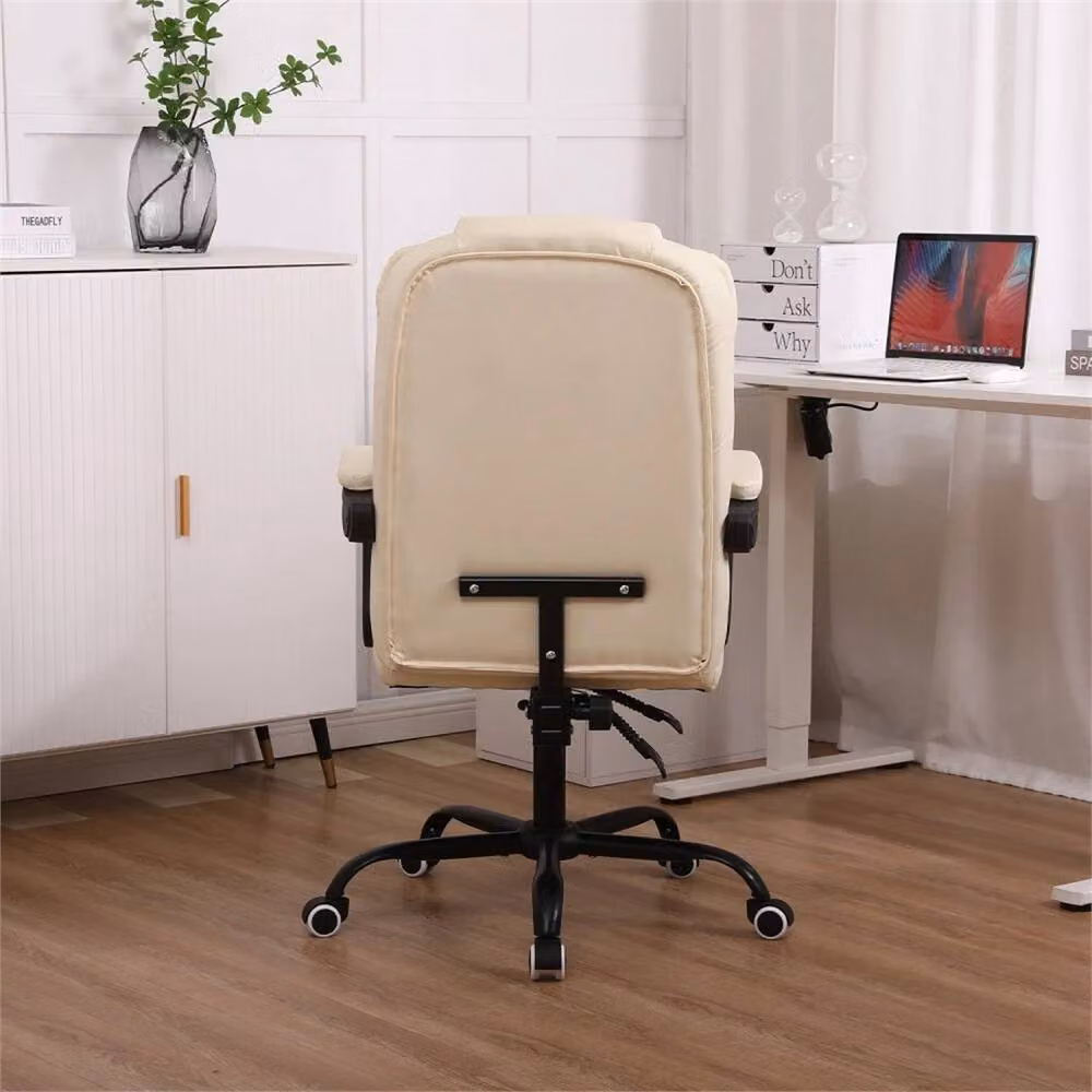 ERGOVEXA Ergonomic Faux Leather Office Task Chair in Beige with Armrests – 2