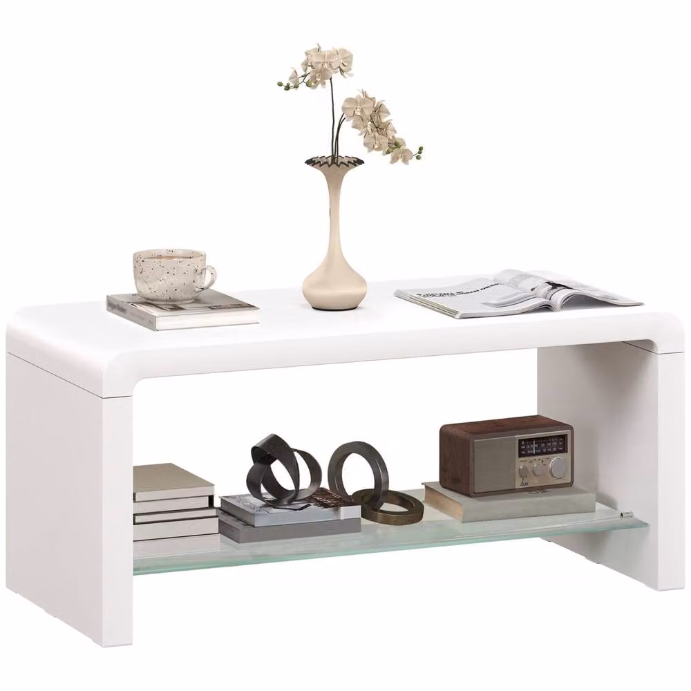 Wyld Haus Velimo Curved 2 Tier Coffee Table in High Gloss White – 2
