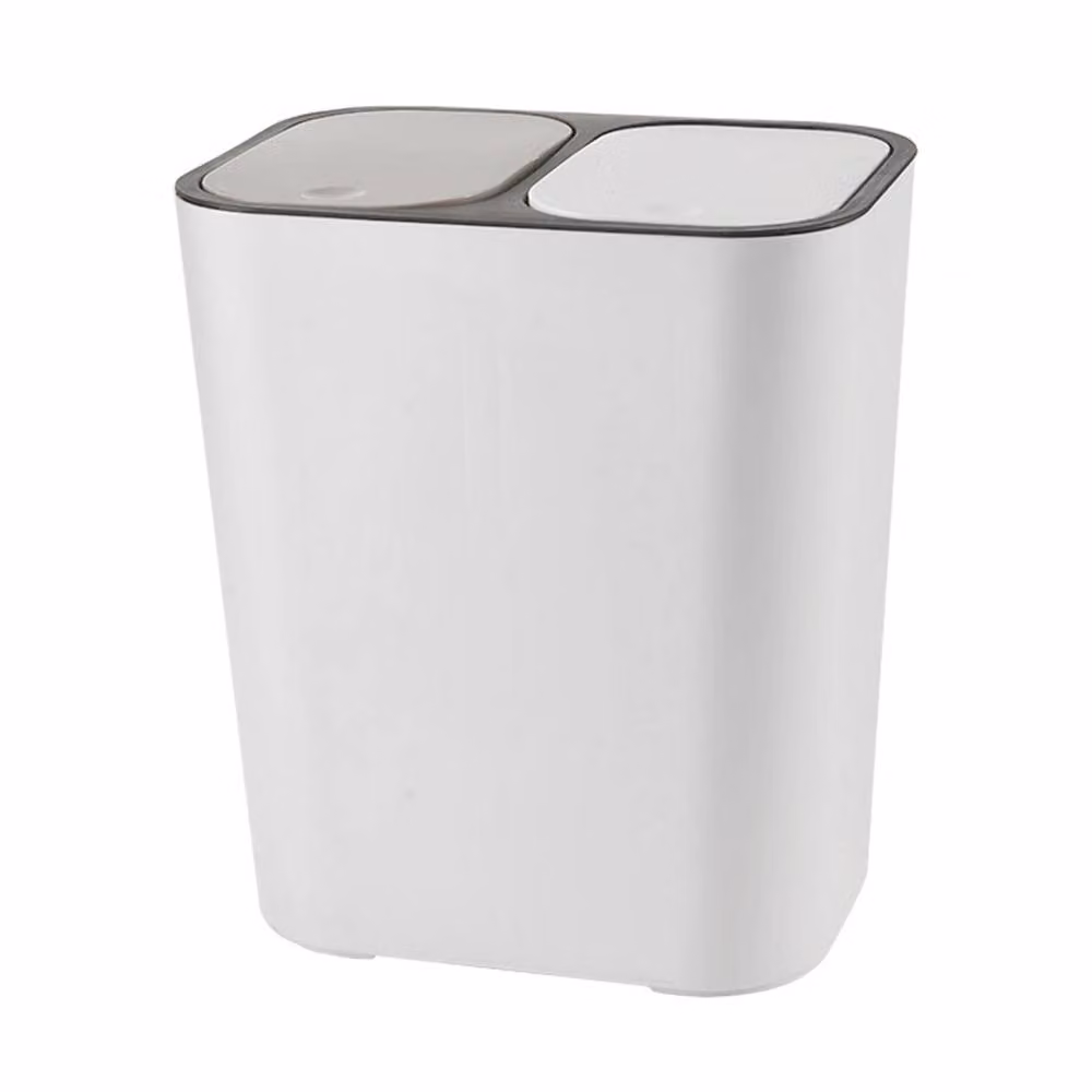 ExtraStar Dual Compartment Trash Can with Slow Close Lid in White – 3
