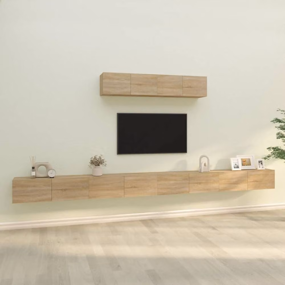 Berkfield Home Classic 4 Piece TV Cabinet Set in Sonoma Oak Brown Engineered Wood – 1