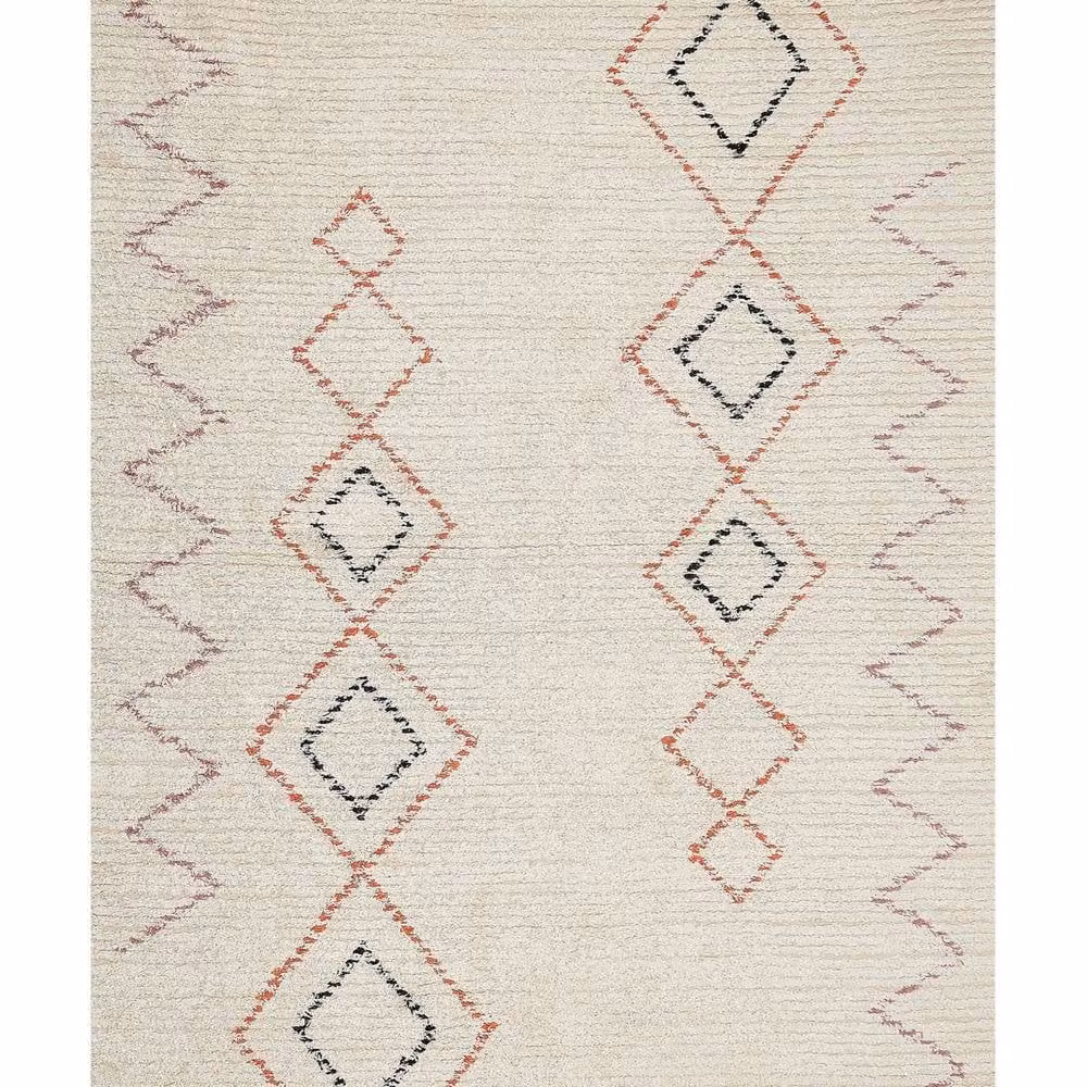 Wyld and Coco Beige Hand-Tufted Cotton Geometric Rug, W: 160 cm, L: 230 cm