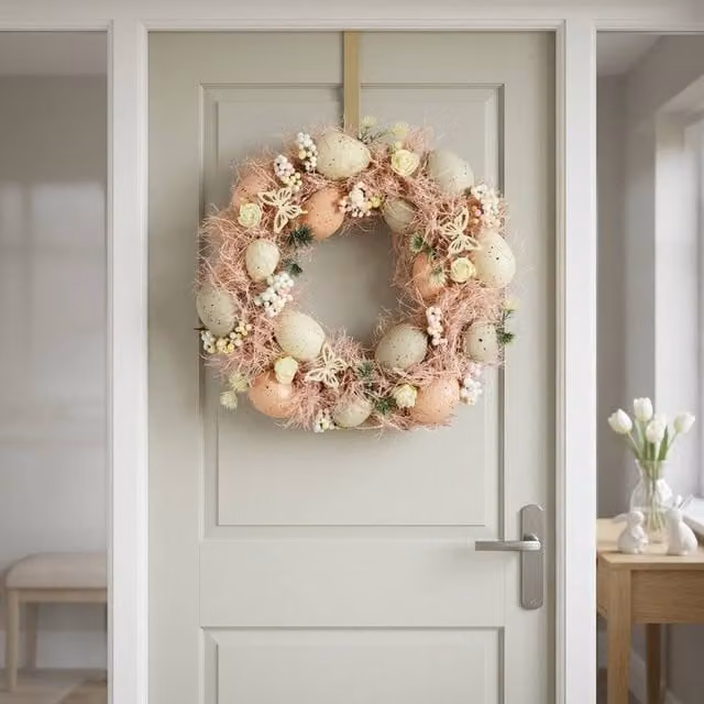 Garden Greatness Springtime Easter Pastel Butterfly Door Wreath in Pink and Multicolour