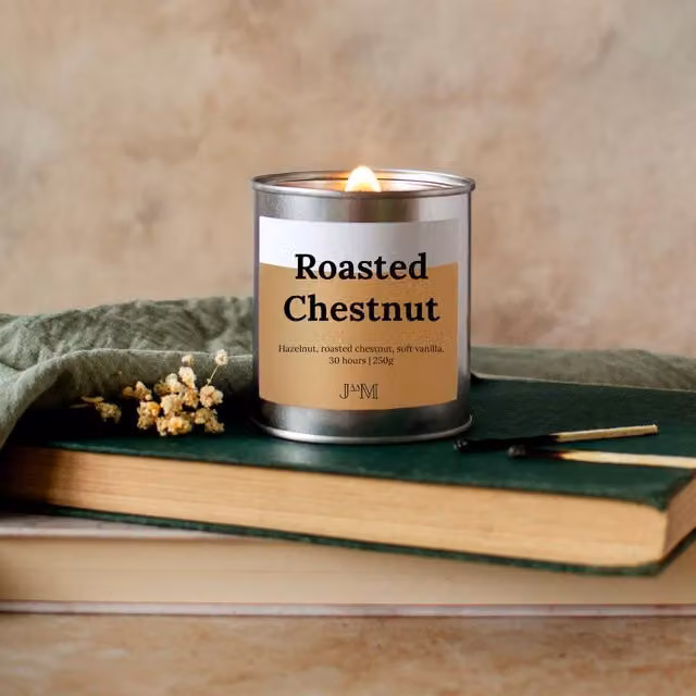 JAAM Roasted Chestnut Crackle Wick Candle in Silver