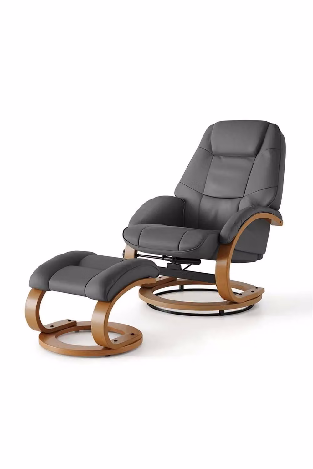 H&O Direct Modern Style Synthetic Leather Relax Recliner with Matching Footstool in Black – 3