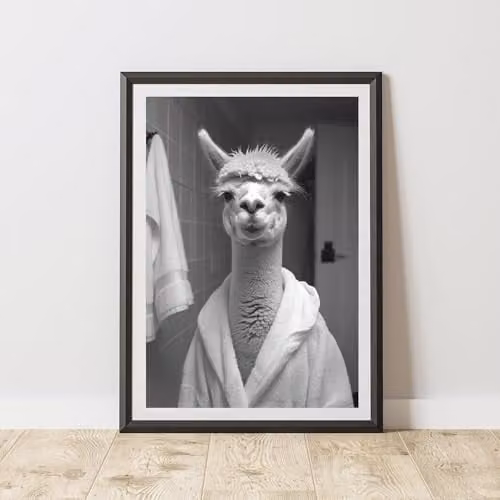 60 Second Makeover Alpaca Bathrobe Animal Print Paper Poster, A3, Multicolour
