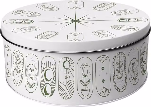 Purely Home Boho Minimalism Round Small Cake Tin in Multicoloured and White