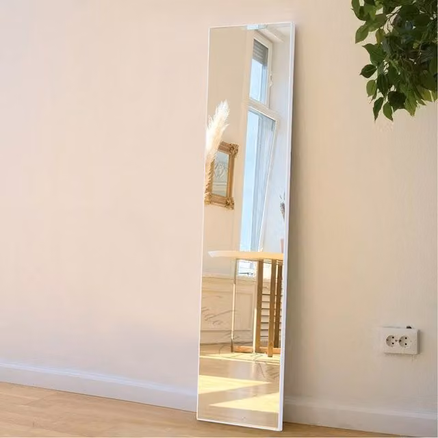 Livingandhome Minimalist Rectangular Over-the-Door Metal Full Length Hanging Mirror in White