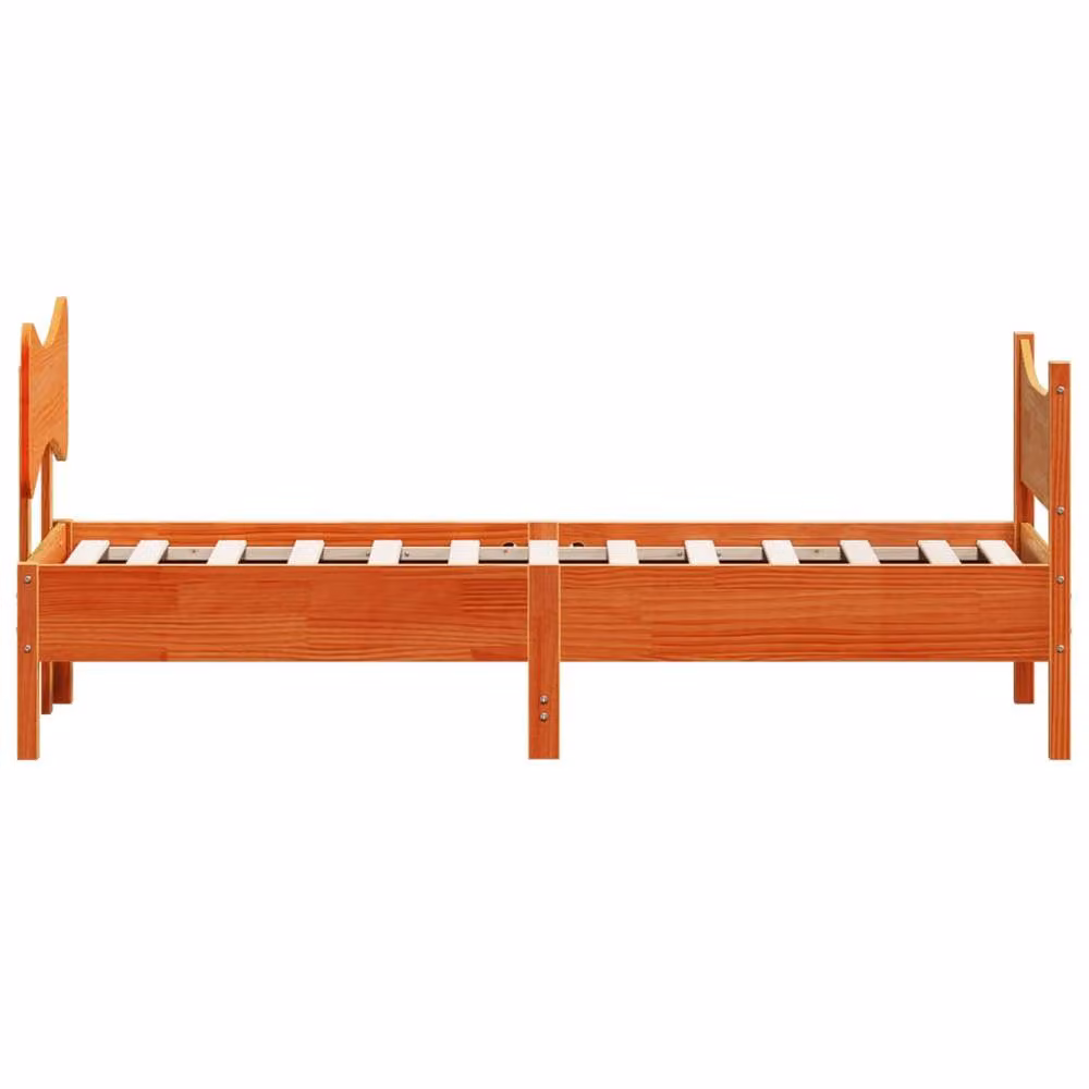 Berkfield Home Small Single Solid Wood Pine Bed Frame, Brown Waxed, W: 75 cm, L: 190 cm – 4