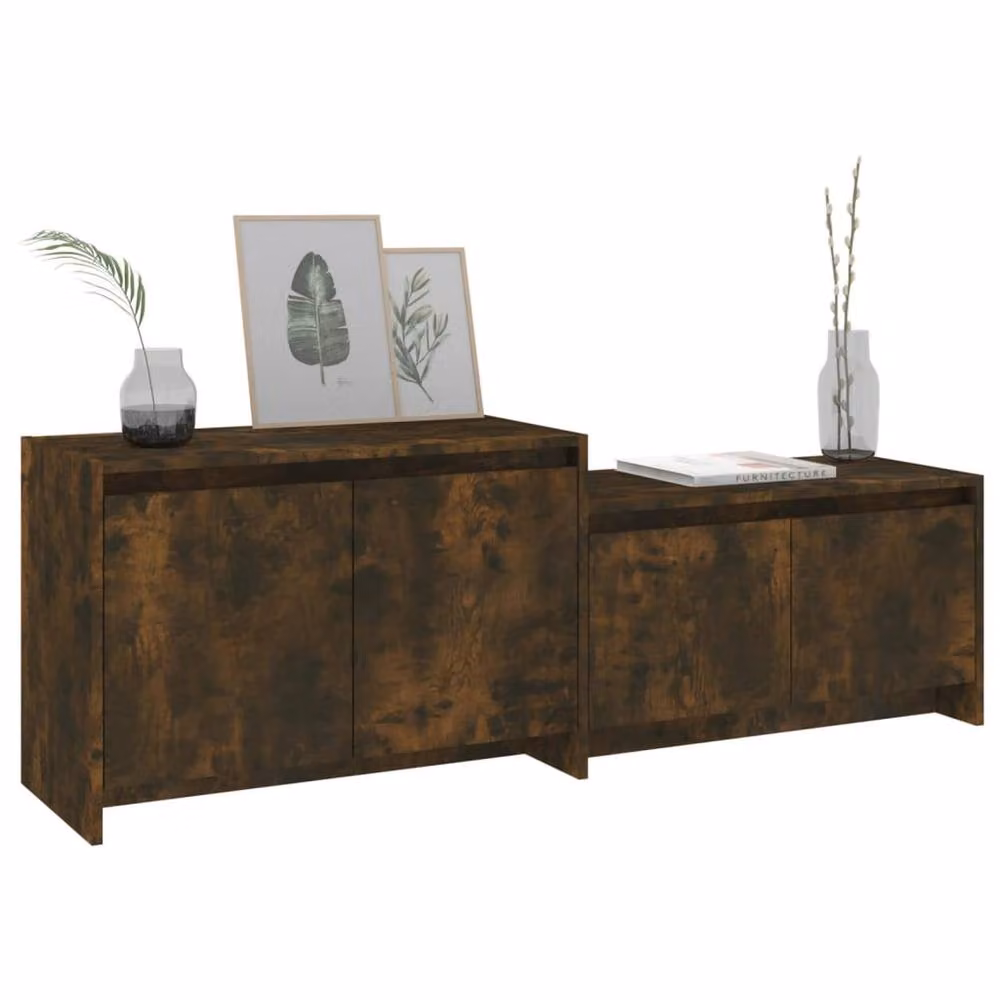 Berkfield Home Modern TV Cabinet in Smoked Oak Brown, W: 146.5 cm, D: 35 cm, H: 50 cm – 3