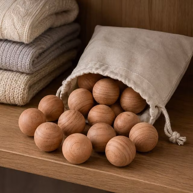 Orsina 15pc Scented Cedar Balls in Brown, Natural Anti-Moth Solution with Woody Aroma to Protect Your Clothes from Odours – 1
