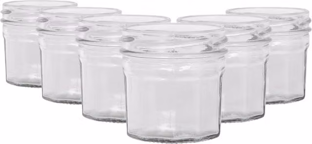 Argon Tableware Set of 6 Clear Glass Jam Jars with Metal Screw Tops, 90ml