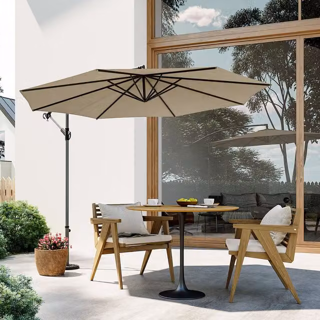 Breeins 3m Cantilever Outdoor Parasol in Beige and Yellow