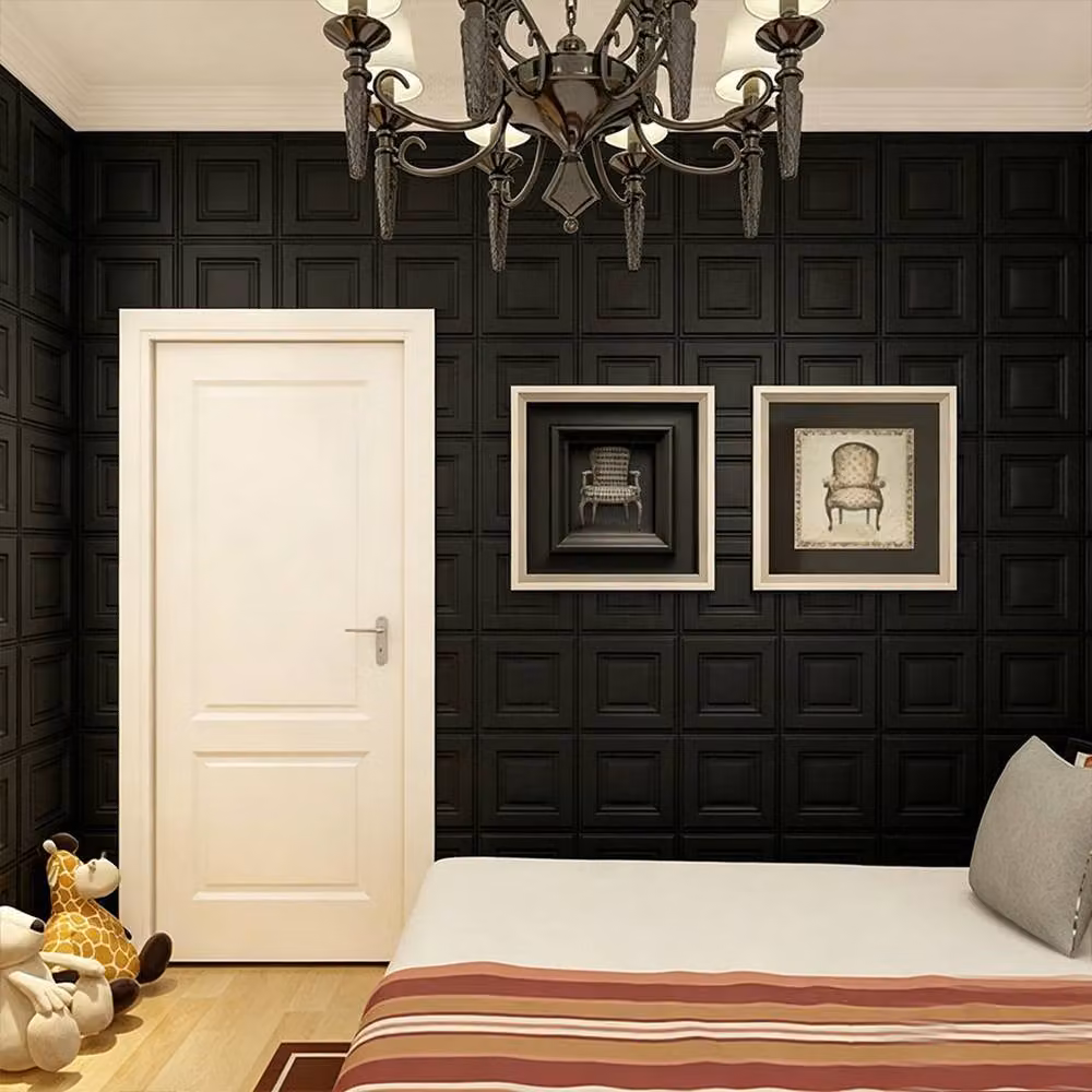 Ventryn Black Waterproof 3D Foam Tile Stickers – 3