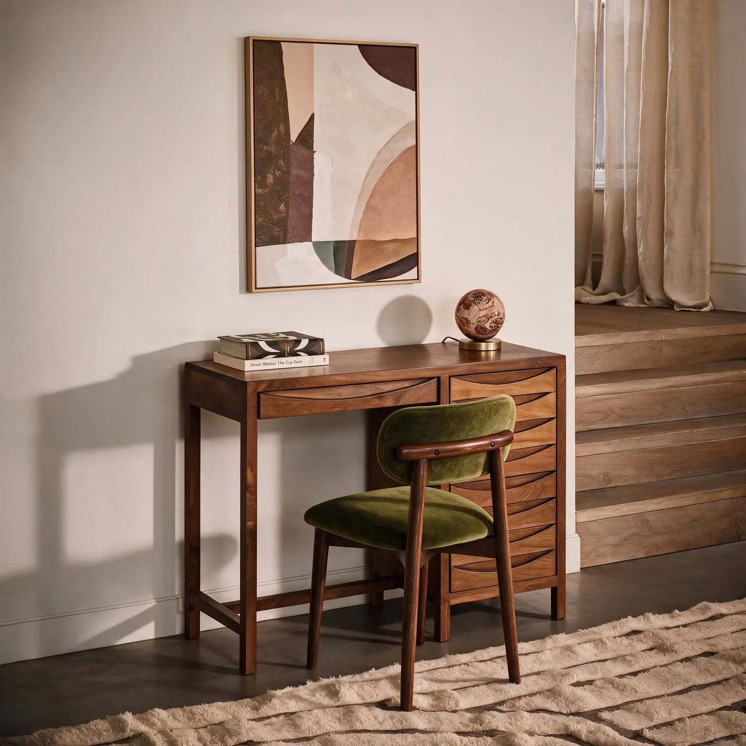 Atkin and Thyme Etta Mango Wood Study Desk in Brown