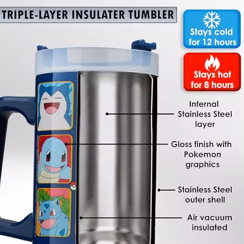 Pokemon Insulated Stainless Steel Water Bottle with Straw and Handle, 920ml, Multicolour – 4