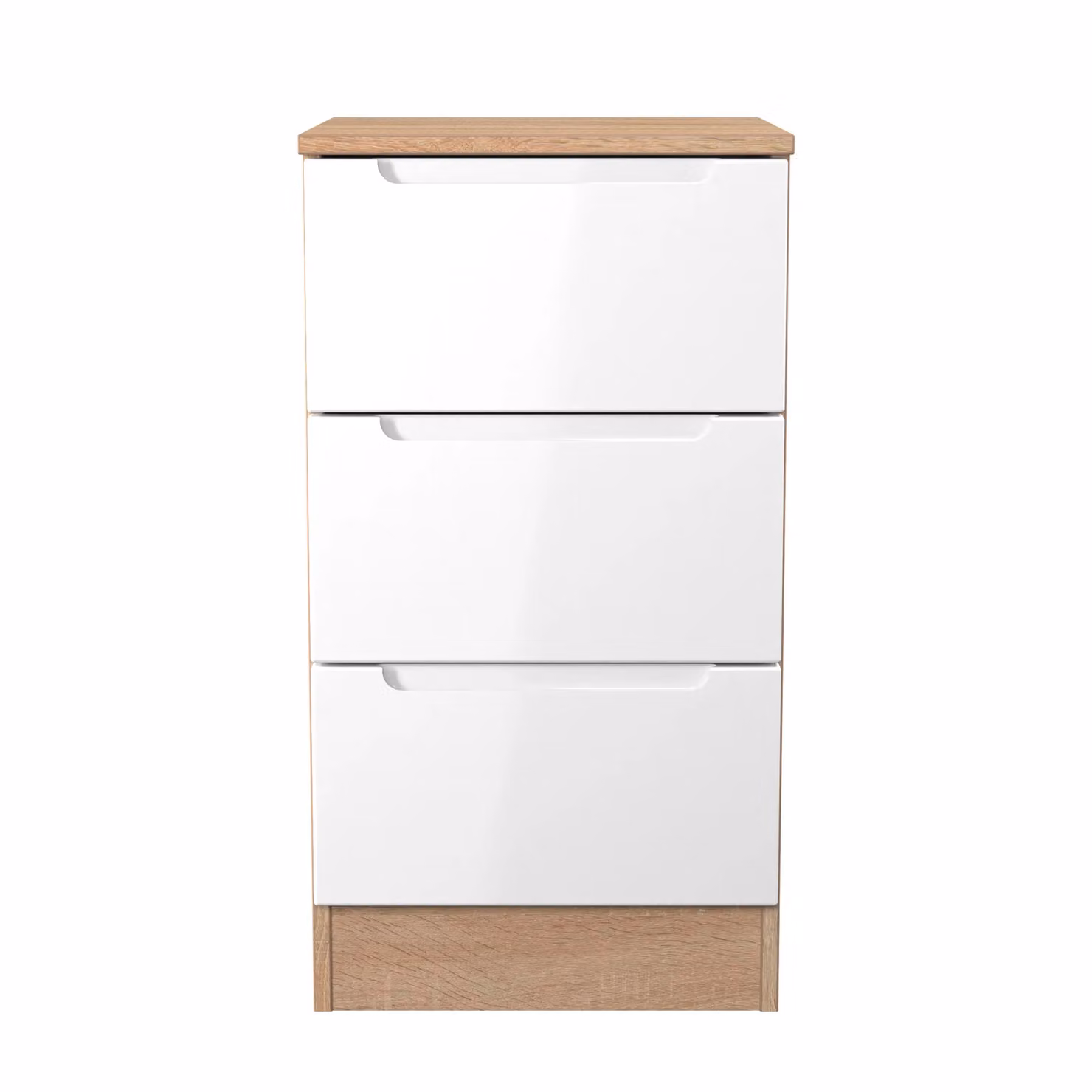 2 U Lucca 3 Drawer Bedside Table in Light Oak, Small, Ready Assembled – 2