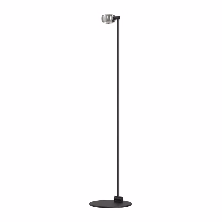 Dome Deco VOLTA Modern Black Metal Floor Lamp with Transparent Glass Dome