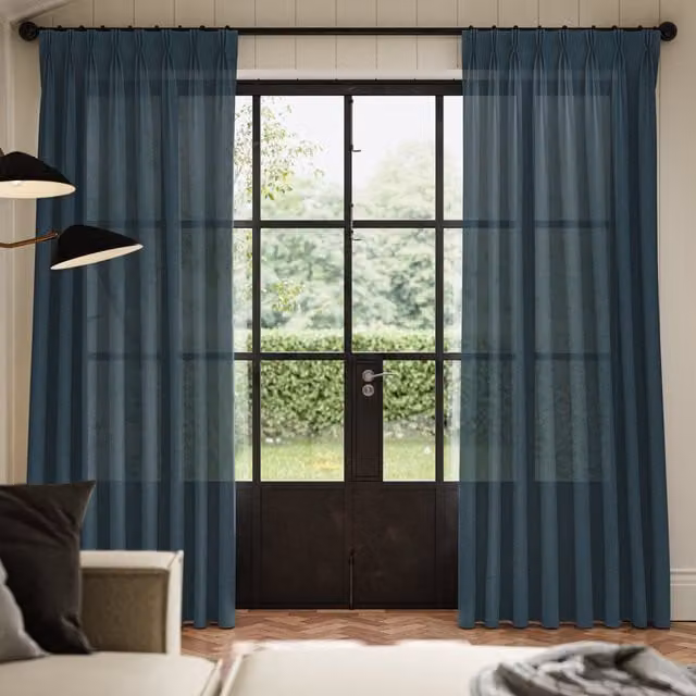 Ante Decor Aura Danube Made To Measure Light Filtering Curtains in Blue