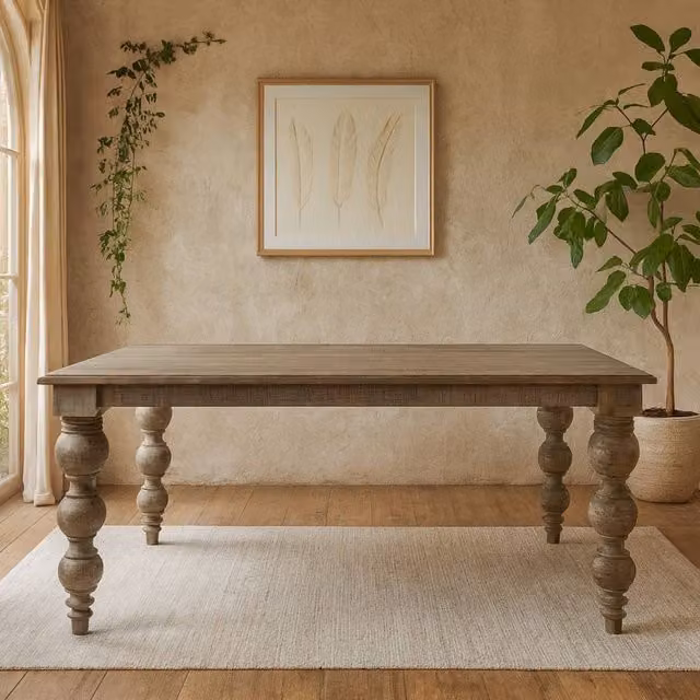 Wyld Haus Montaine Rectangular Wood Dining Table in Grey Finish, W/D/H: 100 x 76 x 76 cm