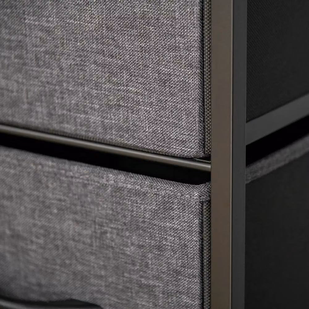 NESTLUNE Grey 4 Drawer Storage Chest Unit with Shelves and Metal Frame, W: 100 cm, D: 15 cm – 5