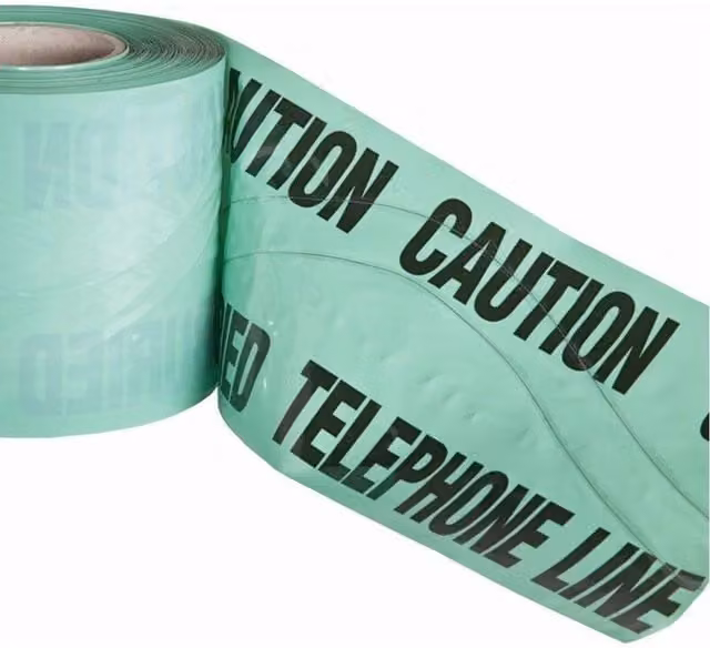 Pegdev High Visibility Underground Detectable Warning Telephone Tape, Turquoise, W: 15 cm, L: 30 m – 1