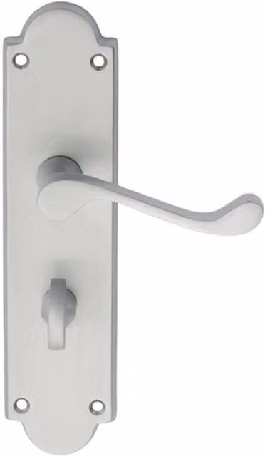 Loops Pair Victorian Scroll Bathroom Backplate Handles in Satin Chrome, W: 20.5 cm, H: 4.9 cm