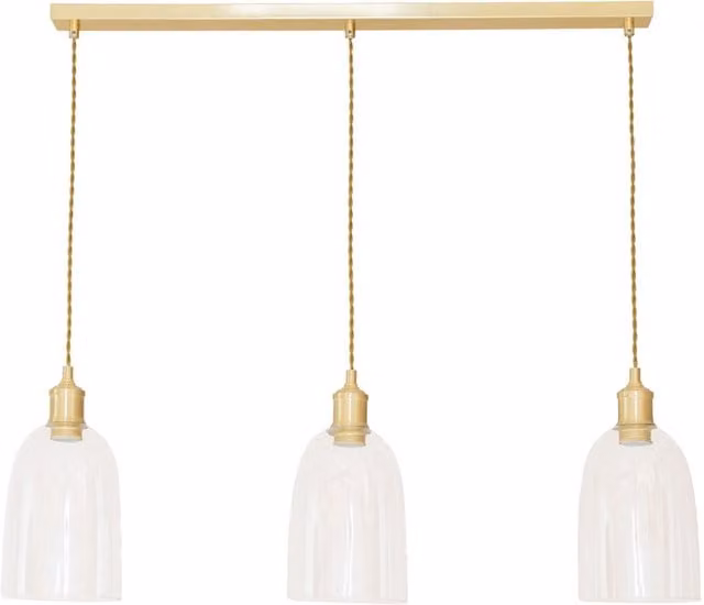 ValueLights Kira 3 Drop Bar Glass Dome Ceiling Pendant Light in Gold/Brass