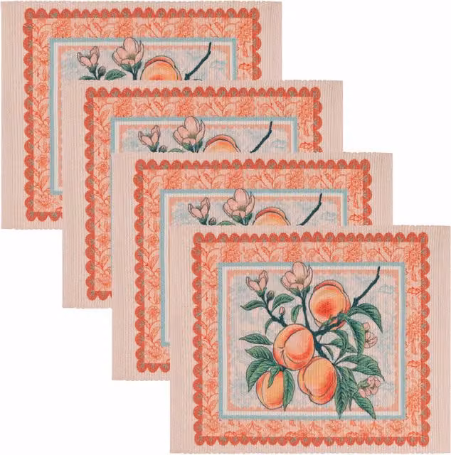 Make It A Home Anemone Peaches Floral Indoor Outdoor Placemats, Set of 4, Multicolour