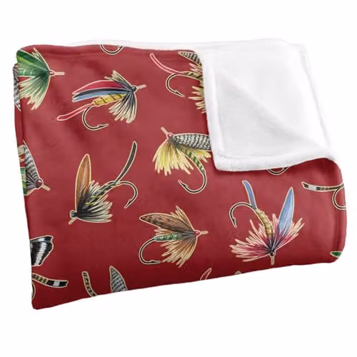 JQ Licensing Fly Fishing Lures Pattern Super Soft Fleece Throw Blanket, White, W/D: 152 x 127 cm – 2