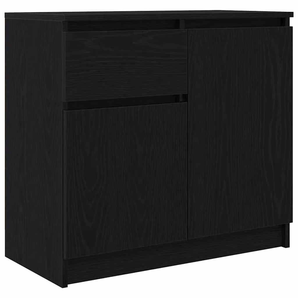 Berkfield Home Modern Black Oak Sideboard with Drawer, W/D/H: 71 x 35 x 65 cm – 2