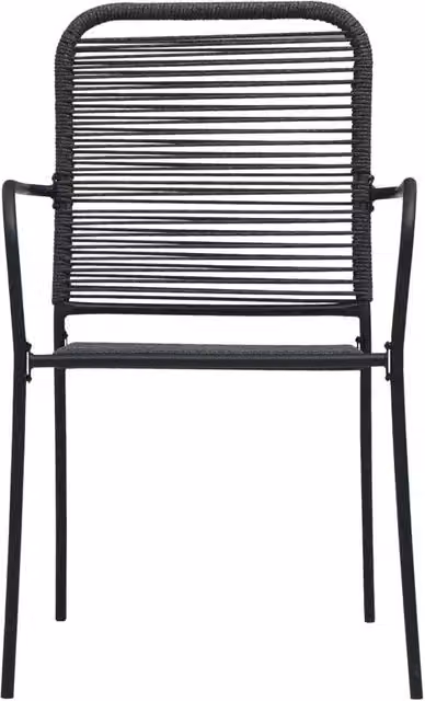 Berkfield Home Traditional Garden Chairs, Set of 2, Black Steel and Striped Cotton Rope – 1
