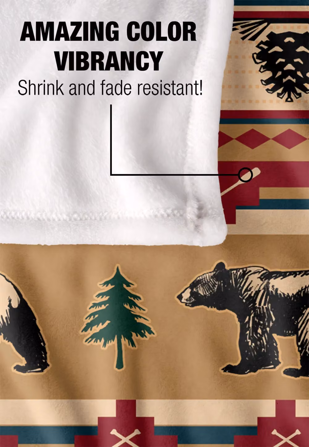 JQ Licensing Southwest Bear Silky Touch Super Soft Fleece Throw Blanket, White, W/D: 152 x 127 cm – 4