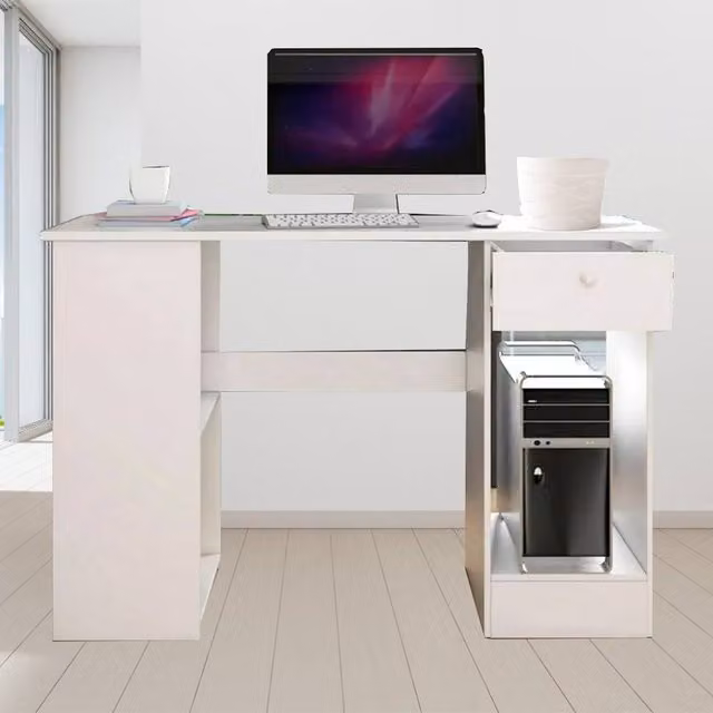 Kelvenix H-Shaped Computer Desk for Gaming and Home Office, White, W/D/H: 80 x 40 x 75 cm – 1