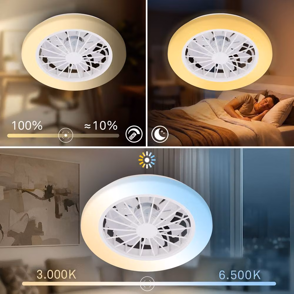 Briloner White 24W CCT Dimmable LED Ceiling Light with Fan and Remote Control, W/D/H: 38 x 38 x 14 cm – 5