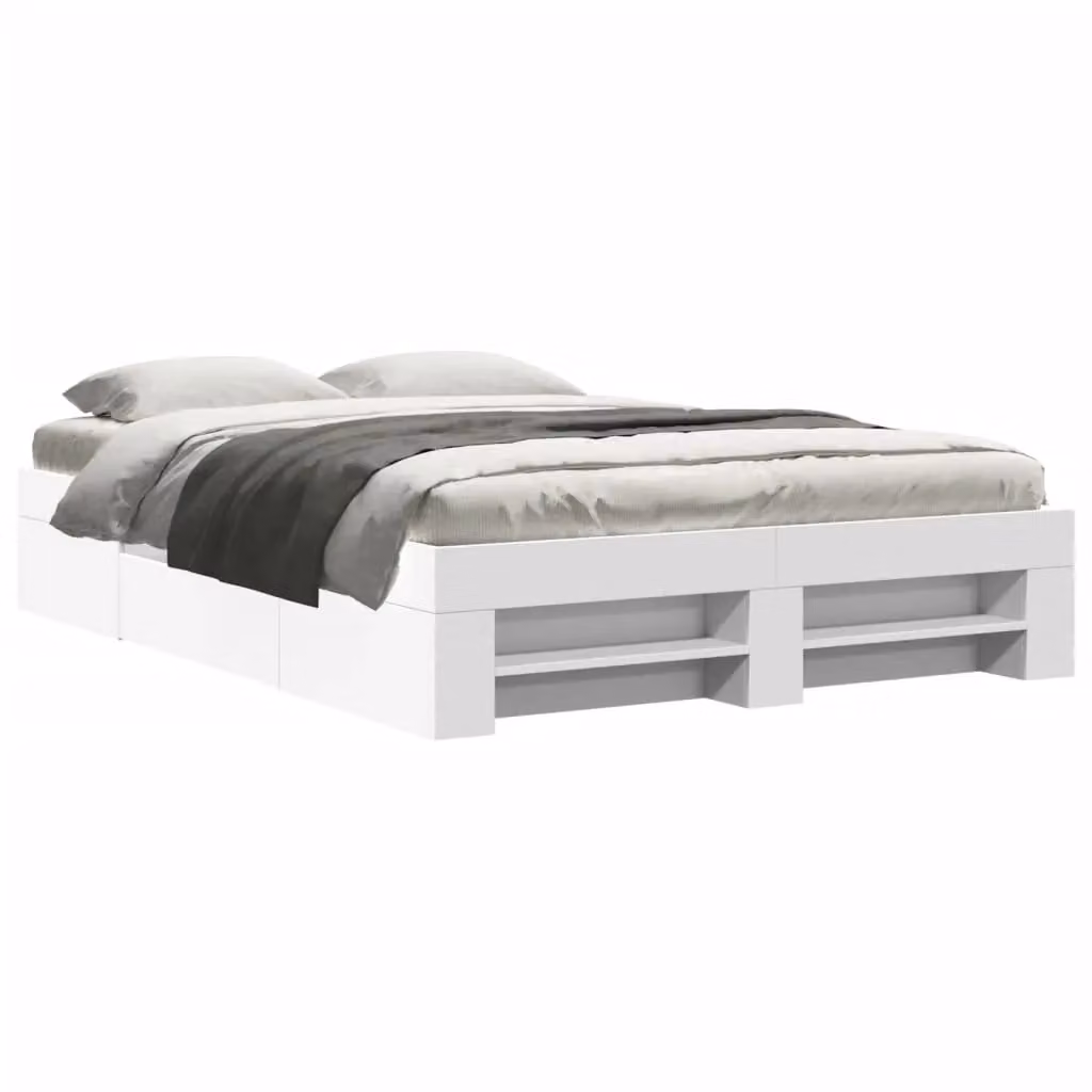 Berkfield Home Double Bed Frame in White, Engineered Wood, W/D/H: 135 x 190 cm – 2