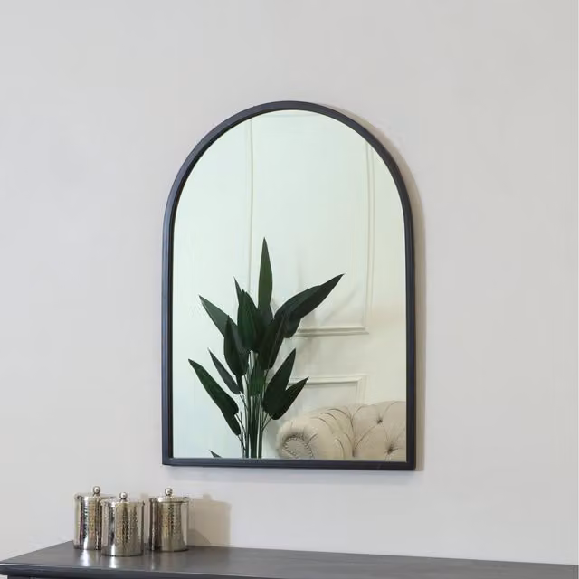 Melody Maison Black Arched Wall Mirror, W: 70 cm, H: 50 cm