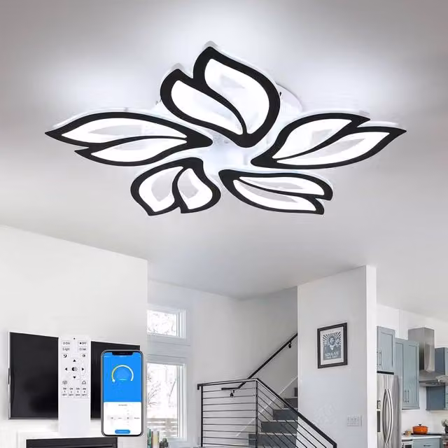 Goeco Dimmable LED Ceiling Light with Remote Control, White Flower Shape Modern Organic Design – 1