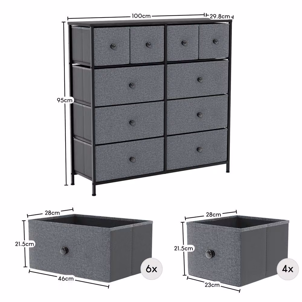 HD Designs Chorley 10 Drawer Fabric Chest of Drawers in Grey – 2